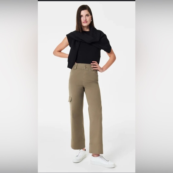 Spanx Stretch Twill Cropped Trouser Tuscan Olive XL - Picture 1 of 5